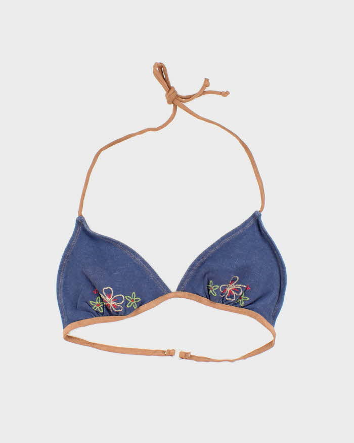 Vintage Y2k 00s No Boundaries Embroidered Bikini Top - M