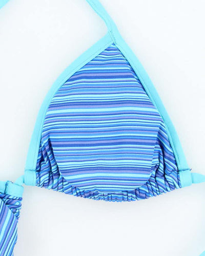 Vintage 90s Blue Stripe Bikini Top - XS