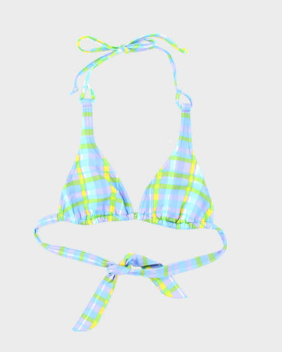 Vintage Y2k 00s Girl Star Checked Bikini Top - S
