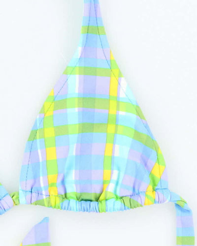 Vintage Y2k 00s Girl Star Checked Bikini Top - S