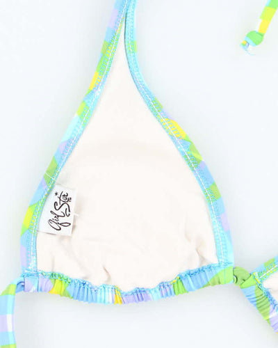 Vintage Y2k 00s Girl Star Checked Bikini Top - S