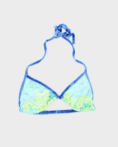 Vintage Y2k 00s Surfside Paisley Pattern Velvet Trim Bikini Top - S