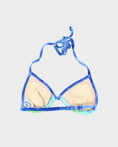 Vintage Y2k 00s Surfside Paisley Pattern Velvet Trim Bikini Top - S