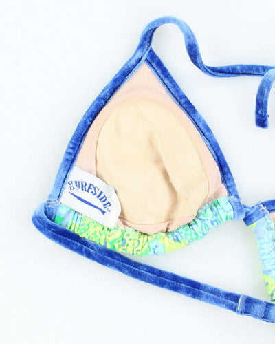 Vintage Y2k 00s Surfside Paisley Pattern Velvet Trim Bikini Top - S