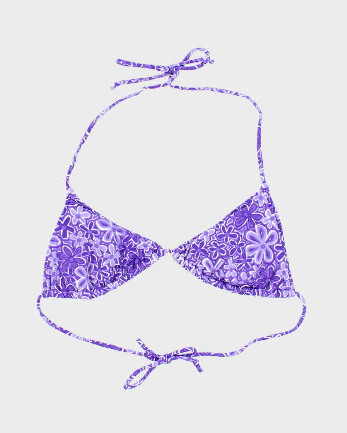 Vintage 90s Daffy Purple Floral Bikini Top - M