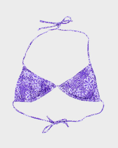 Vintage 90s Daffy Purple Floral Bikini Top - M