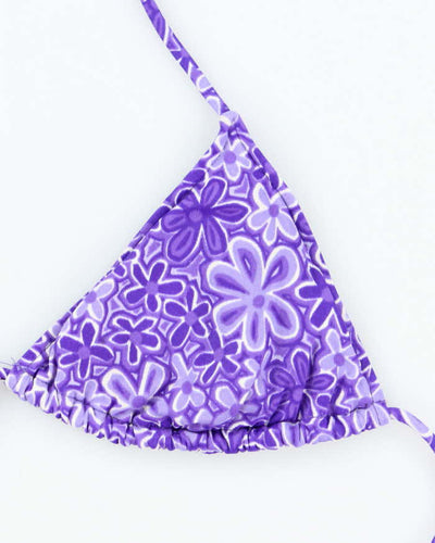 Vintage 90s Daffy Purple Floral Bikini Top - M