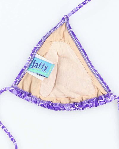 Vintage 90s Daffy Purple Floral Bikini Top - M