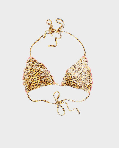 Vintage Y2k 00s Lula Fama Leopard print Rhinestone Bikini Top - S