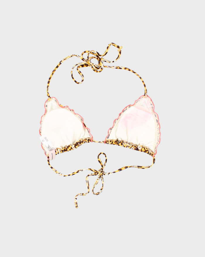 Vintage Y2k 00s Lula Fama Leopard print Rhinestone Bikini Top - S