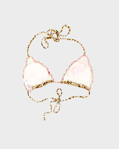 Vintage Y2k 00s Lula Fama Leopard print Rhinestone Bikini Top - S