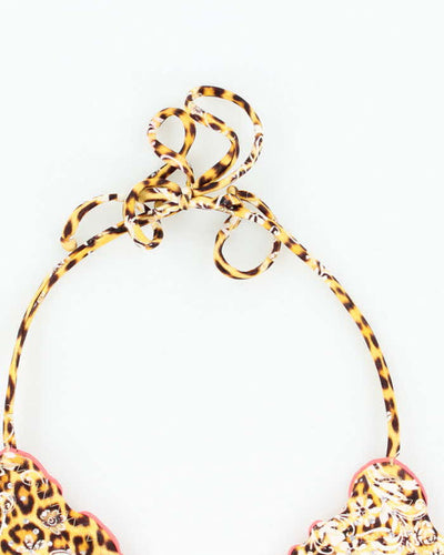 Vintage Y2k 00s Lula Fama Leopard print Rhinestone Bikini Top - S