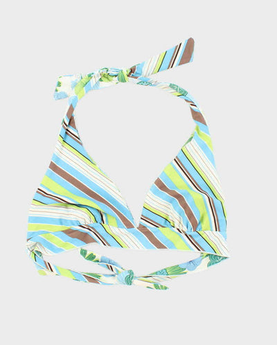 Vintage Y2k 00s Floral & Stripey Reversible Bikini Top - XL