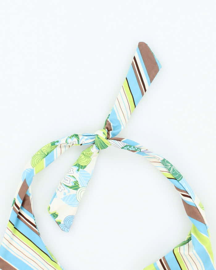 Vintage Y2k 00s Floral &amp; Stripey Reversible Bikini Top - XL