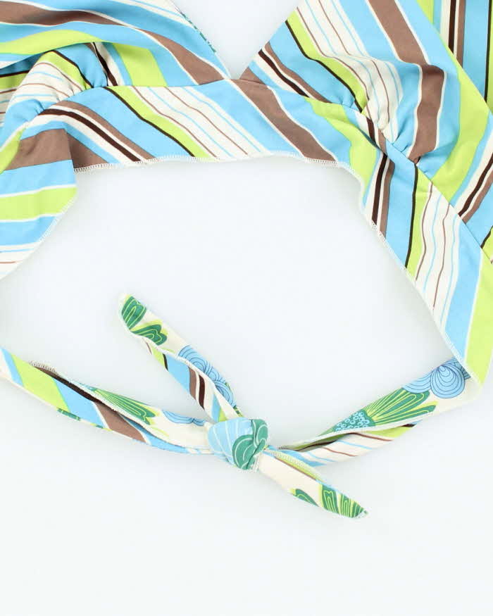 Vintage Y2k 00s Floral &amp; Stripey Reversible Bikini Top - XL