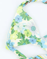 Vintage Y2k 00s Floral &amp; Stripey Reversible Bikini Top - XL