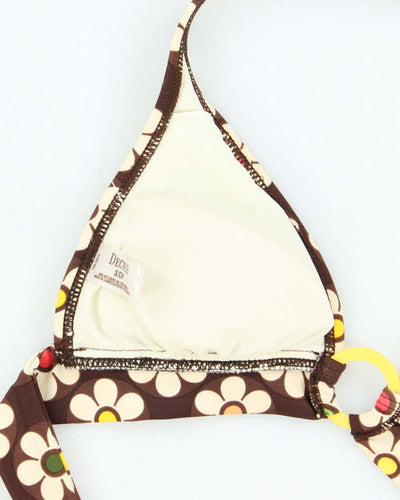 Vintage Y2k 00s Decree Floral O Ring Bikini Top - S