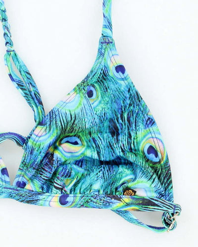 Vintage Y2k 00s La Vie En Rose Peacock Bikini Top - XS