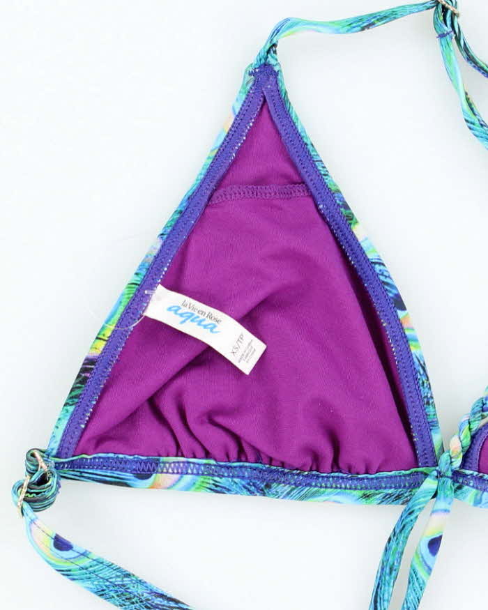 Vintage Y2k 00s La Vie En Rose Peacock Bikini Top - XS