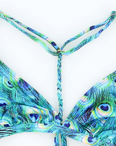 Vintage Y2k 00s La Vie En Rose Peacock Bikini Top - XS
