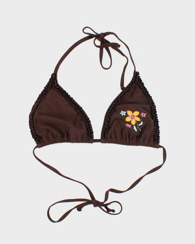 Vintage Y2k 00s Brown Beaded Bikini Top - L