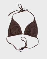 Vintage Y2k 00s Brown Beaded Bikini Top - L