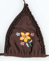 Vintage Y2k 00s Brown Beaded Bikini Top - L