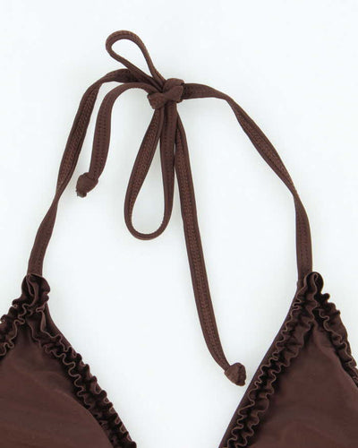 Vintage Y2k 00s Brown Beaded Bikini Top - L