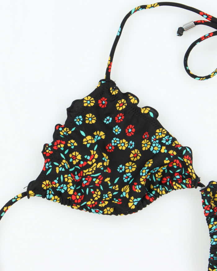 Vintage Y2k 00s Billabong Floral Ruffle Bikini Top - S