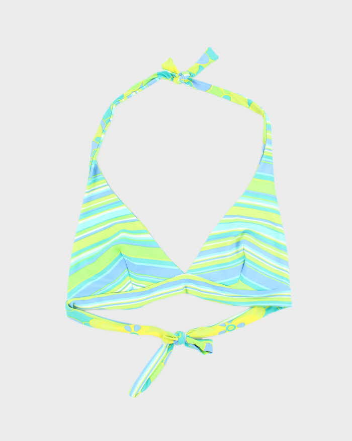 Vintage Y2k 00s Floral &amp; Stripey Reversible Bikini Top - M