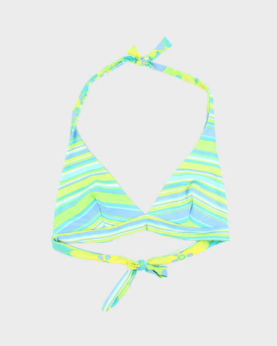 Vintage Y2k 00s Floral & Stripey Reversible Bikini Top - M