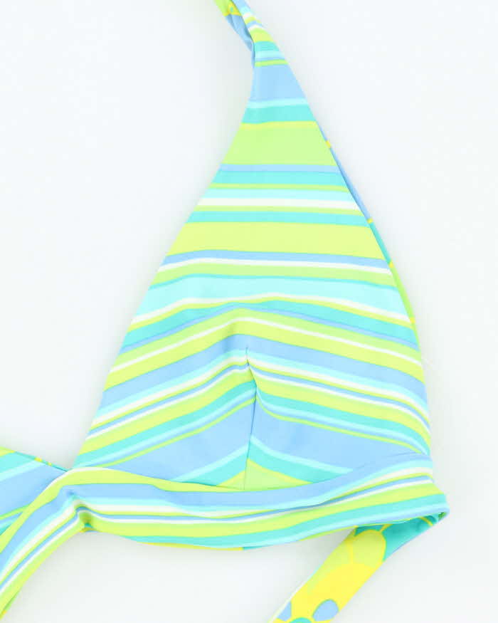 Vintage Y2k 00s Floral &amp; Stripey Reversible Bikini Top - M