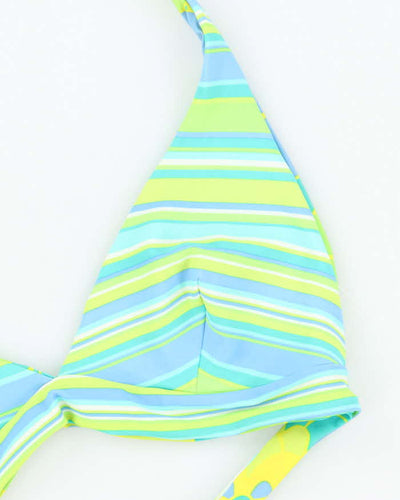 Vintage Y2k 00s Floral & Stripey Reversible Bikini Top - M