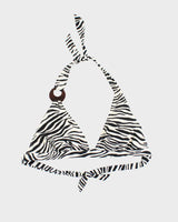 Vintage Y2k 00s Zebra Print Wooden O Ring Bikini Top - M