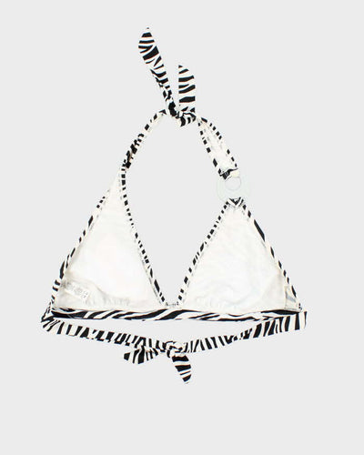 Vintage Y2k 00s Zebra Print Wooden O Ring Bikini Top - M