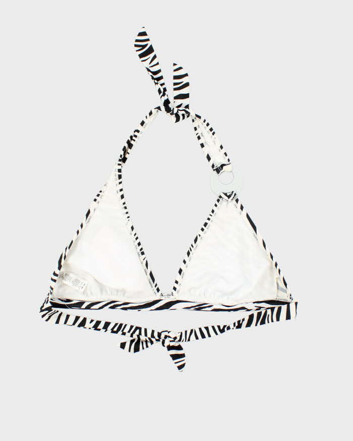 Vintage Y2k 00s Zebra Print Wooden O Ring Bikini Top - M