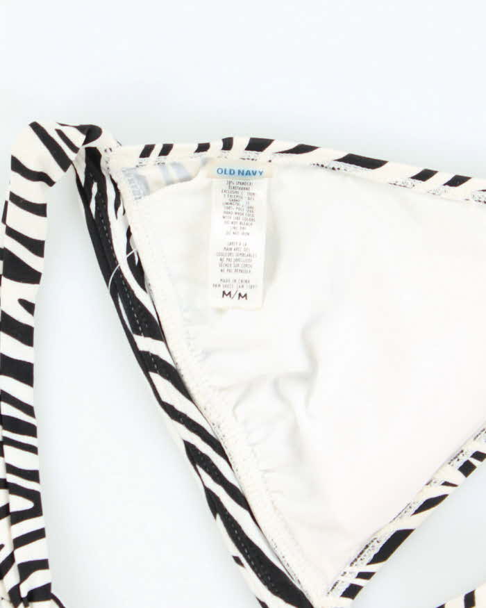 Vintage Y2k 00s Zebra Print Wooden O Ring Bikini Top - M