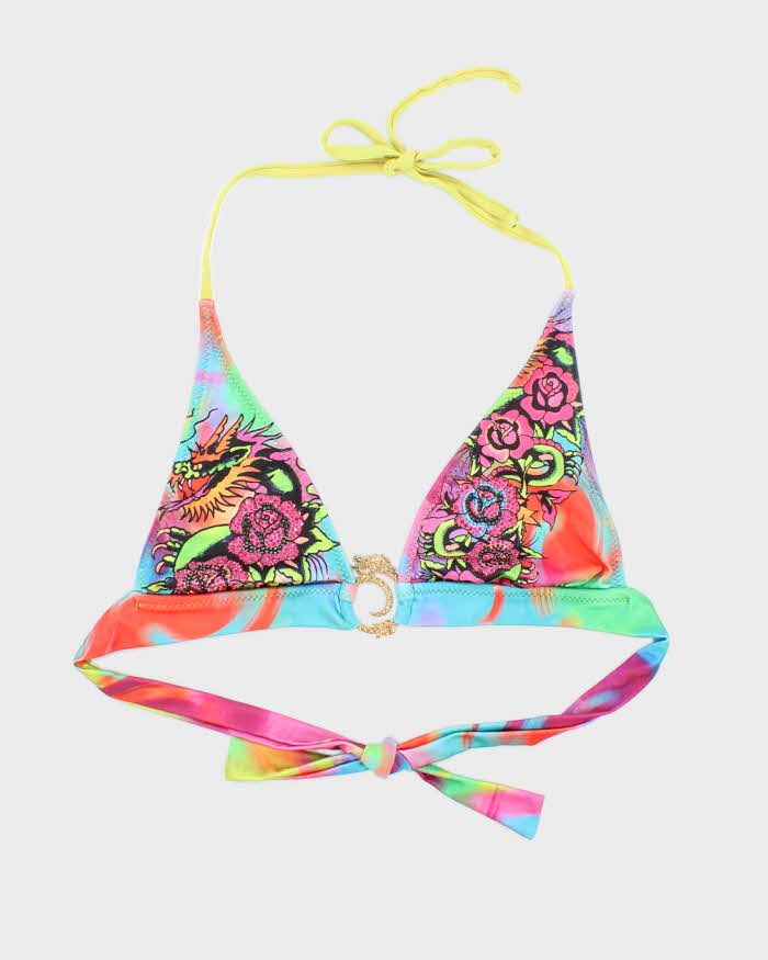 Vintage Y2k 00s Ed Hardy Rhinestone Bikini Top - S