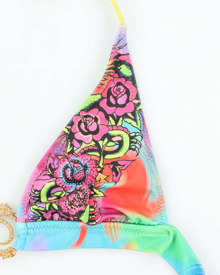 Vintage Y2k 00s Ed Hardy Rhinestone Bikini Top - S