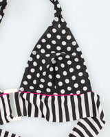 Vintage Y2k 00s Polka Dot &amp; Stripe Bikini Top - S