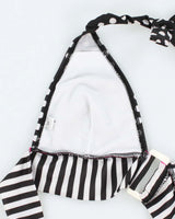 Vintage Y2k 00s Polka Dot &amp; Stripe Bikini Top - S