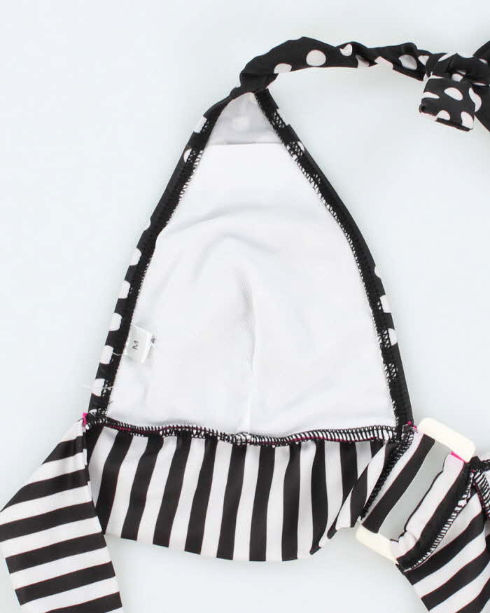 Vintage Y2k 00s Polka Dot &amp; Stripe Bikini Top - S