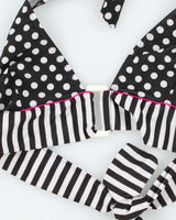 Vintage Y2k 00s Polka Dot &amp; Stripe Bikini Top - S