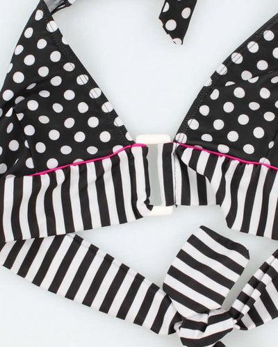 Vintage Y2k 00s Polka Dot & Stripe Bikini Top - S