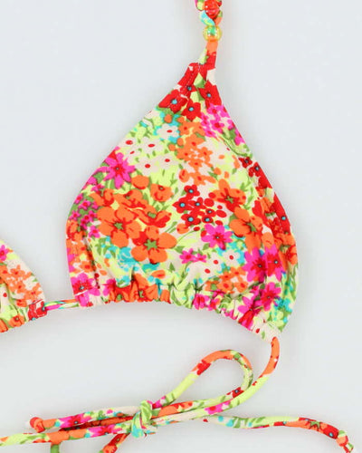 Vintage Y2k 00s Floral Bead Bikini Top - M