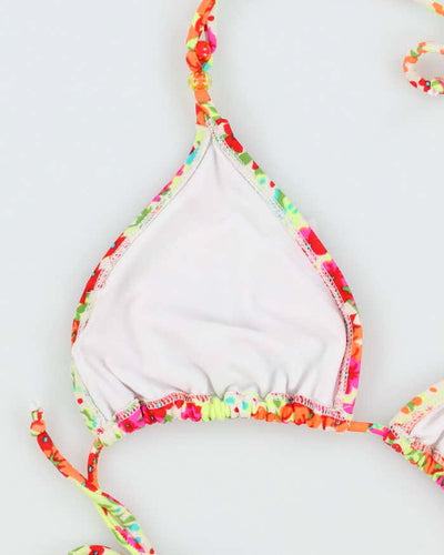 Vintage Y2k 00s Floral Bead Bikini Top - M