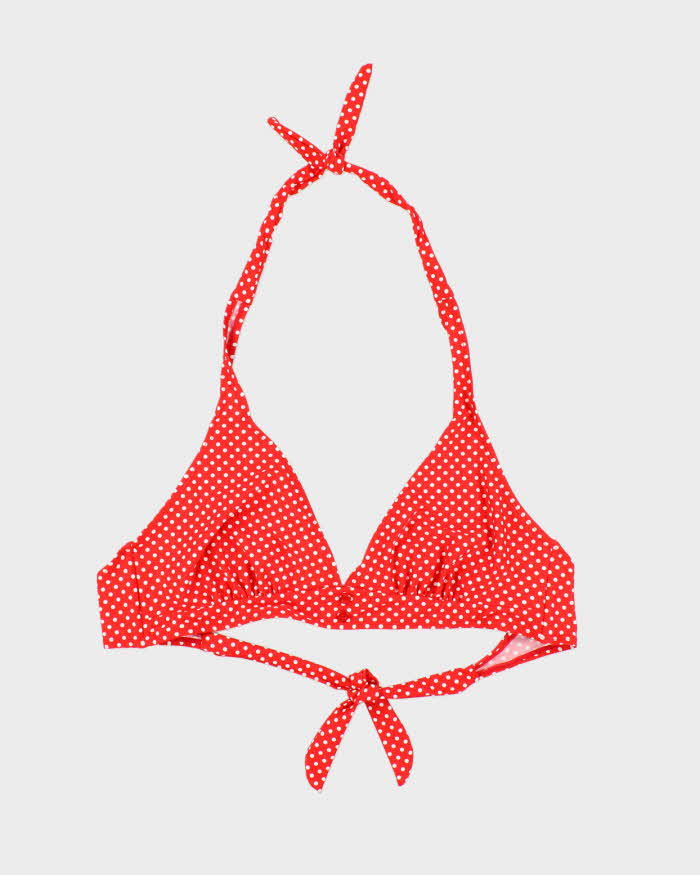 Vintage Y2k 00s Polka Dot Button Bikini Top - L