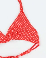Vintage Y2k 00s Polka Dot Button Bikini Top - L