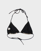 Vintage Y2k 00s Leopard Print Lace Bikini Top - L