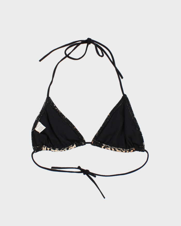 Vintage Y2k 00s Leopard Print Lace Bikini Top - L
